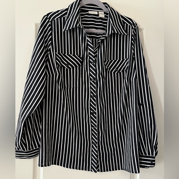 NWT Kim Rogers Button Down Striped Blouse Women’s Size 2X - Picture 1 of 16